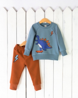 Комплект "Динозаврик" (полынь) | Артикул: КД386/5-Ф | Детская одежда оптом от «Бэби-Бум»