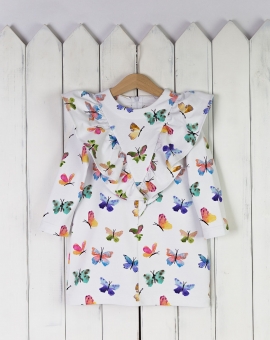 Платье (акварельные бабочки) | Артикул: С145/1-Ф | Детская одежда оптом от «Бэби-Бум»