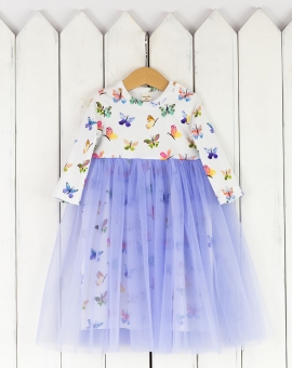 Платье (акварельные бабочки) | Артикул: С146/1-И | Детская одежда от «Бэби-Бум»