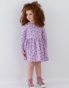 Платье (капли на лиловом меланже) | Артикул: С129/10-Ф | Детская одежда оптом от «Бэби-Бум»