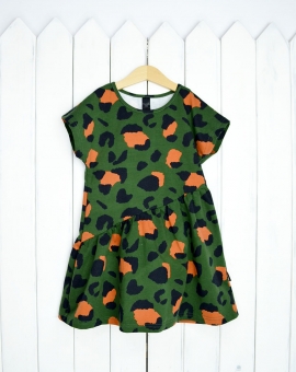 Платье (леопардовые пятна на зелёном) | Артикул: С132/2-К | Детская одежда от «Бэби-Бум»