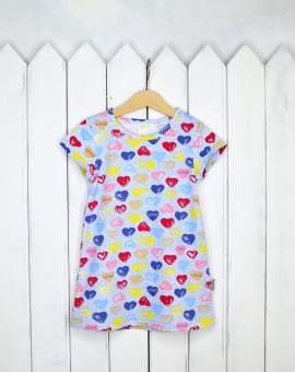 Платье (сердечки на джинсе) | Артикул: С60/3-К | Детская одежда от «Бэби-Бум»