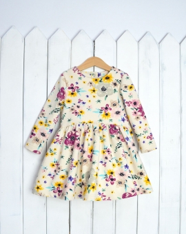Платье (цветы на ряженке) | Артикул: С129/5-Ф | Детская одежда от «Бэби-Бум»