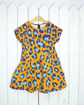 Платье (леопард на оранжевом) | Артикул: С132/1-К | Детская одежда от «Бэби-Бум»