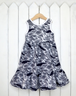 Платье (киты, цвет тёмно-синий) | Артикул: С85/1-К | Детская одежда от «Бэби-Бум»