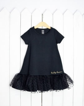 Платье+фатин (чёрный/чёрный горох) | Артикул: С137/4-К | Детская одежда от «Бэби-Бум»