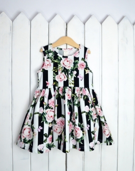 Платье (розы на полосе) | Артикул: С141/1-К | Детская одежда от «Бэби-Бум»