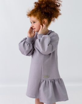 Платье (асимметрия/светло-серый) | Артикул: С165/4-Ф | Детская одежда оптом от «Бэби-Бум»