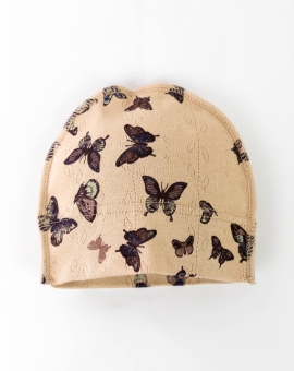 Шапка (бабочки на бежевом) | Артикул: А38/6-Р | Детская одежда оптом от «Бэби-Бум»