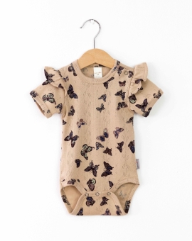Боди д/д (бабочки на бежевом) | Артикул: Б112/10-Р | Детская одежда оптом от «Бэби-Бум»