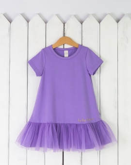 Платье+фатин (сиреневый) | Артикул: С137/7-К | Детская одежда оптом от «Бэби-Бум»