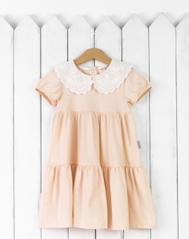 Платье с воротником (жемчуг) | Артикул: С206/1-К | Детская одежда оптом от «Бэби-Бум»