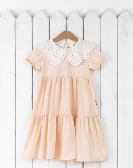 Платье с воротником (жемчуг) | Артикул: С206/2-К | Детская одежда оптом от «Бэби-Бум»
