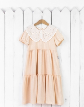 Платье с воротником (жемчуг) | Артикул: С206/3-К | Детская одежда оптом от «Бэби-Бум»