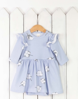 Боди-платье (хлопок на голубом) | Артикул: Б131/2-И | Детская одежда оптом от «Бэби-Бум»