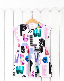 Платье (буквы) | Артикул: С210/1-К-Б | Детская одежда оптом от «Бэби-Бум»