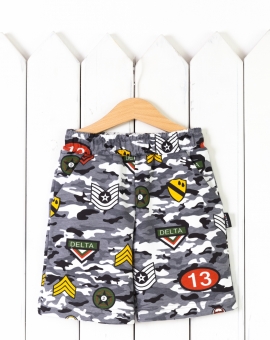 Шорты (Эмблемы на камуфляже) | Артикул: П77/14-Ф | Детская одежда оптом от «Бэби-Бум»
