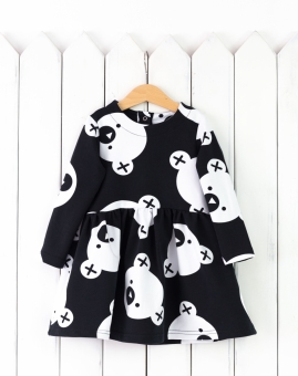 Платье (цвет мишки на черном) | Артикул: С129/17-Ф | Детская одежда оптом от «Бэби-Бум»