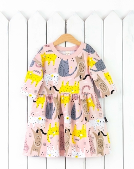 Платье (кошки) | Артикул: С213/1-Ф | Детская одежда оптом от «Бэби-Бум»