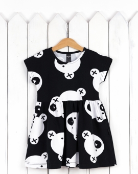 Платье (мишки на черном) | Артикул: С214/1-К | Детская одежда оптом от «Бэби-Бум»