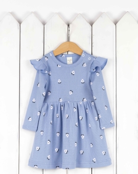 Платье (цветочки на голубом) | Артикул: С220/1-К | Детская одежда оптом от «Бэби-Бум»