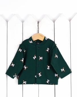 Рубашка (бульдожки на зелёном) | Артикул: Р54/2-И | Детская одежда оптом от «Бэби-Бум»