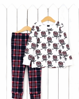 Пижама (совы/клетка шотландка) | Артикул: КС14/3-И | Детская одежда оптом от «Бэби-Бум»