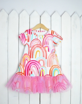 Платье+фатин (радуги) | Артикул: С137/5-К | Детская одежда оптом от «Бэби-Бум»