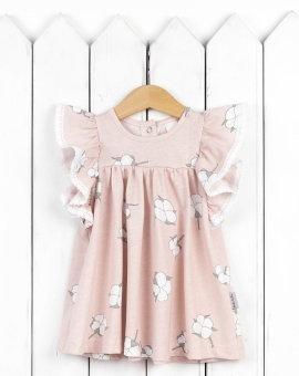 Платье (застежка на кнопках/хлопок на розовом) | Артикул: С212/1-К | Детская одежда оптом от «Бэби-Бум»