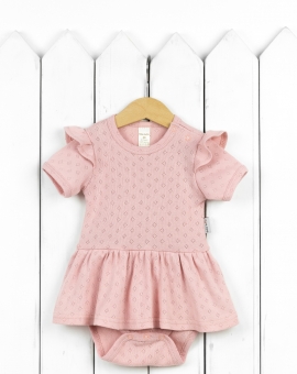 Боди-платье (ажурная рибана/розовый) | Артикул: Б138/2-Р | Детская одежда оптом от «Бэби-Бум»