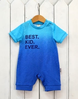 Комбинезон "Best. Kid. Ever." (цвет голубой/синий) | Артикул: К172/2-К | Детская одежда оптом от «Бэби-Бум»