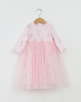 Платье (сердечки с глиттером) | Артикул: С146/3-И | Детская одежда оптом от «Бэби-Бум»