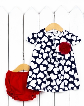 Комплект д/девочки (сердце) | Артикул: КД26/1-К | Детская одежда оптом от «Бэби-Бум»