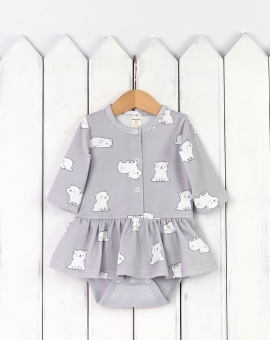Боди-платье (мишки белые на сером) | Артикул: Б65/11-И | Детская одежда от «Бэби-Бум»