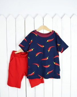 Комплект "Крутые перцы" (красное пике) | Артикул: КД354/1 | Детская одежда оптом от «Бэби-Бум»