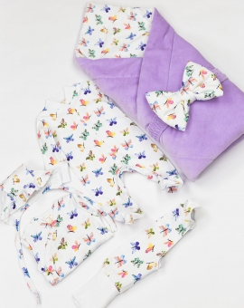 Комплект для новорожденных "Бабочки" | Артикул: КН116/1-И | Детская одежда оптом от «Бэби-Бум»