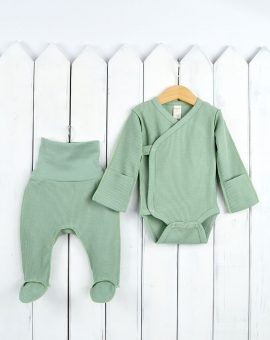 Комплект для новорожденных (мята) | Артикул: КН118/1 | Детская одежда оптом от «Бэби-Бум»
