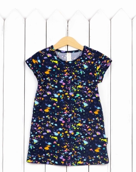Платье (кляксы на тёмно-синем) | Артикул: С60/4-К | Детская одежда от «Бэби-Бум»