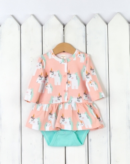 Боди-платье "Мама+Я" (цвет персик) | Артикул: Б65/5-И | Детская одежда оптом от «Бэби-Бум»