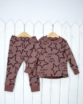 Комплект (звёзды/коричнево-лиловый) | Артикул: КД336/3-Ф | Детская одежда от «Бэби-Бум»