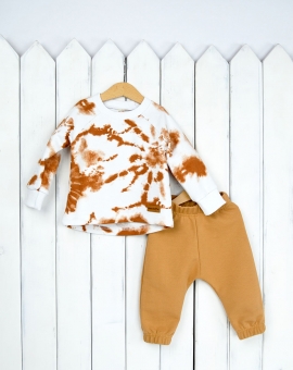 Комплект "Тай-дай" (цвет коричневый) | Артикул: КД371/2-Ф | Детская одежда оптом от «Бэби-Бум»