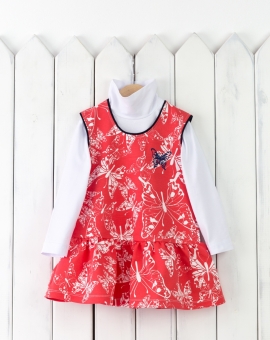 Комплект для девочки, цвет красный | Артикул: КД88/1 | Детская одежда оптом от «Бэби-Бум»