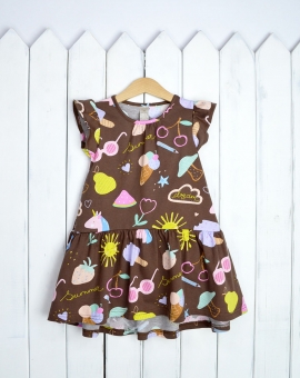 Платье "Эскимо на коричневом" | Артикул: С121/4-К | Детская одежда от «Бэби-Бум»