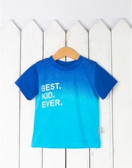 Футболка "Best. Kid. Ever." (синий) | Артикул: Ф12/7-К | Детская одежда оптом от «Бэби-Бум»