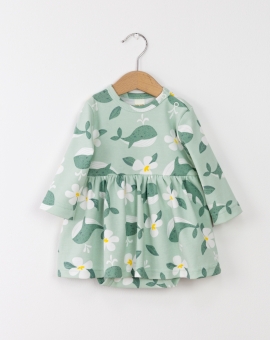 Боди платье (киты и цветы) | Артикул: Б129/1-И | Детская одежда от «Бэби-Бум»