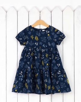 Платье (кулирка/веточки на синем) | Артикул: С193/1-К | Детская одежда от «Бэби-Бум»
