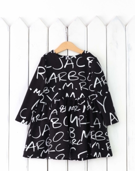 Платье(буквы на черном) | Артикул: С129/22-Ф | Детская одежда от «Бэби-Бум»