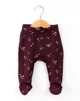 Ползунки (цветочки на бордо) | Артикул: П65/7-Р | Детская одежда оптом от «Бэби-Бум»