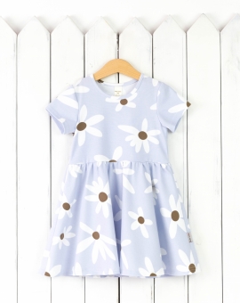 Платье (ромашки на голубом) | Артикул: С205/2-К | Детская одежда оптом от «Бэби-Бум»