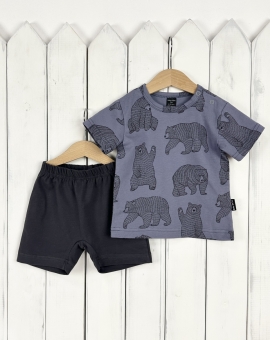 Комплект (медведи на сером) | Артикул: КД471/1-К | Детская одежда от «Бэби-Бум»